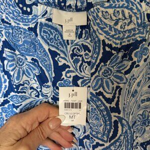 J. Jill Blue Paisley Pull On Wide Leg Pants